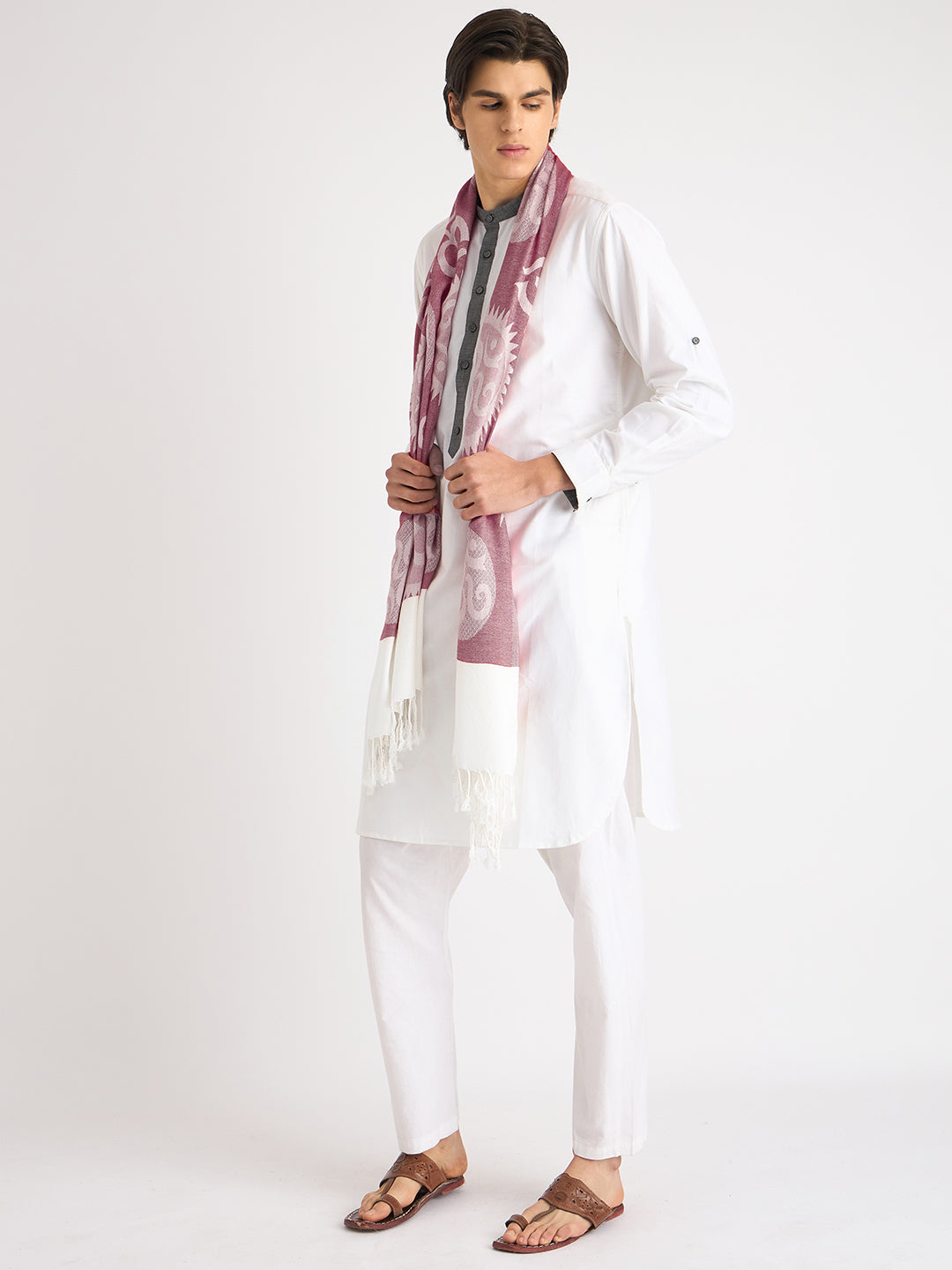 OM Printed (Purple and White) Stole for Men and Women by Rudrajap - Rudrajap