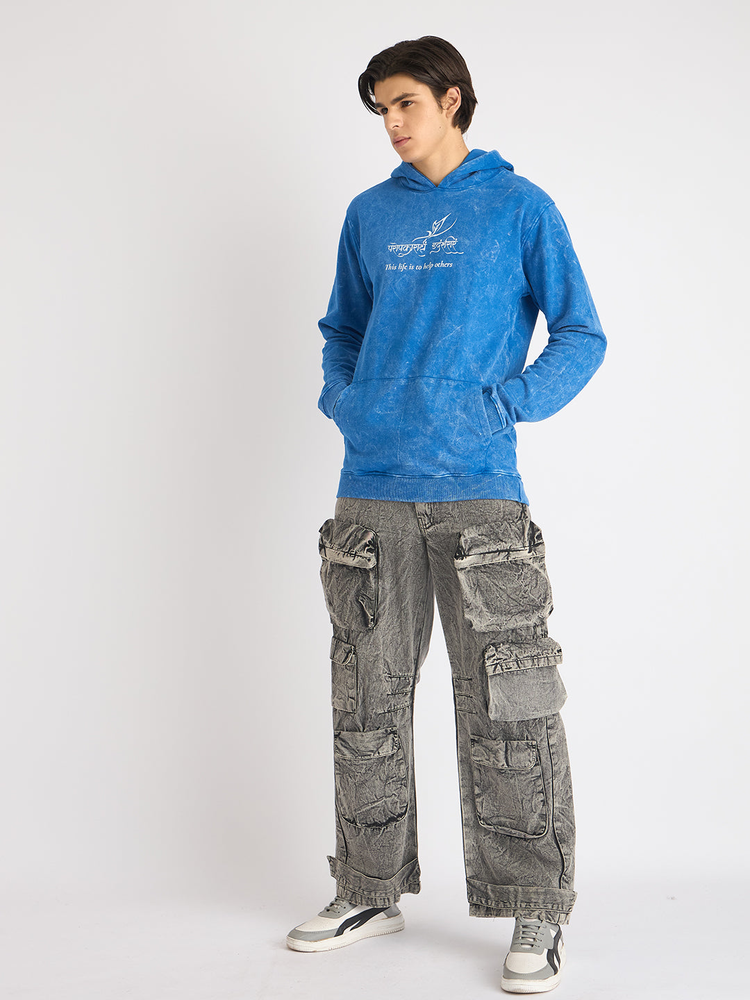Royal Blue Acid Wash Hoodie