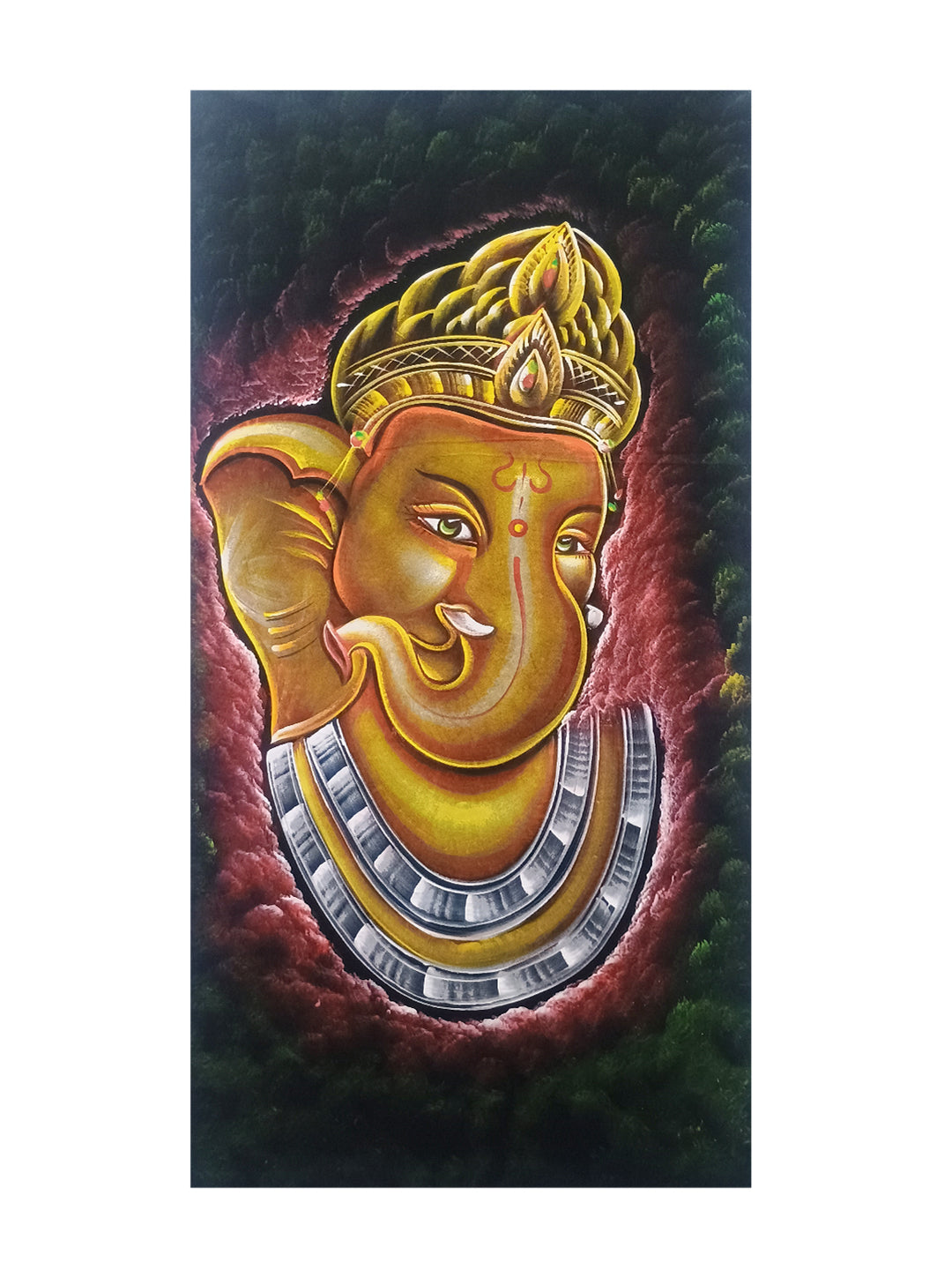 Hand-Painted Velvet Wall Art – Lord Ganesha (Without Frame)