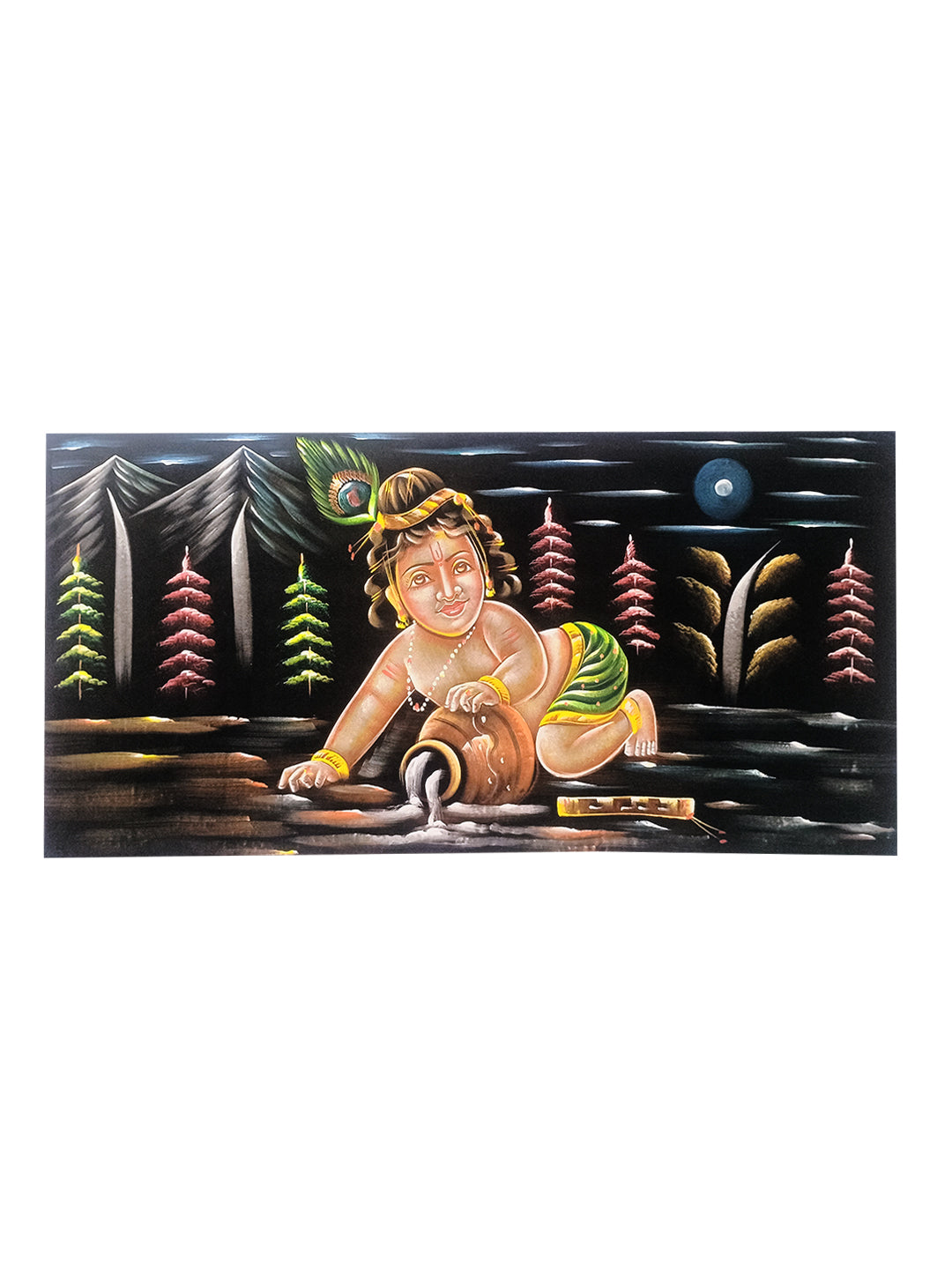 Hand-Painted Velvet Wall Art – Bal Krishna (Without Frame) - Rudrajap