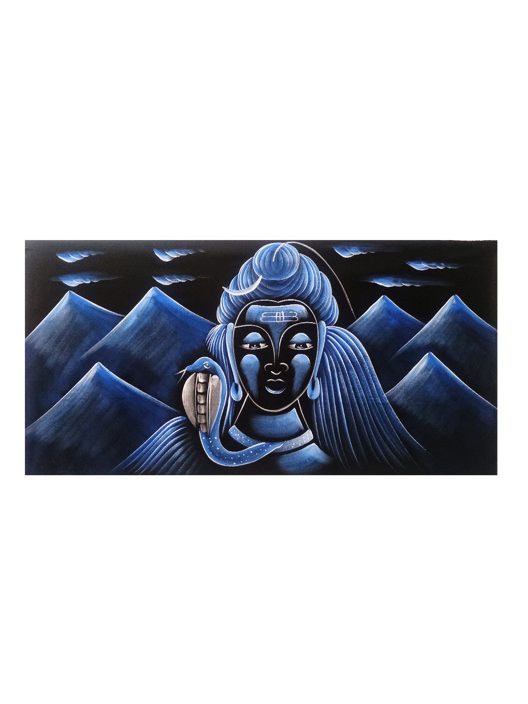 Hand-Painted Velvet Wall Art – Lord Shiva in Kailash Parvat (Without Frame) - Rudrajap