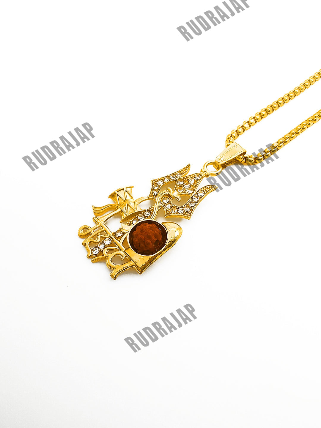 Gold plated Mahadev Damru Pendant with Chain My Store