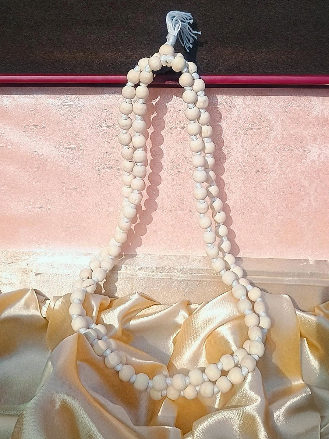 White Tulsi Mala (54 Beads) and Bracelet Combo