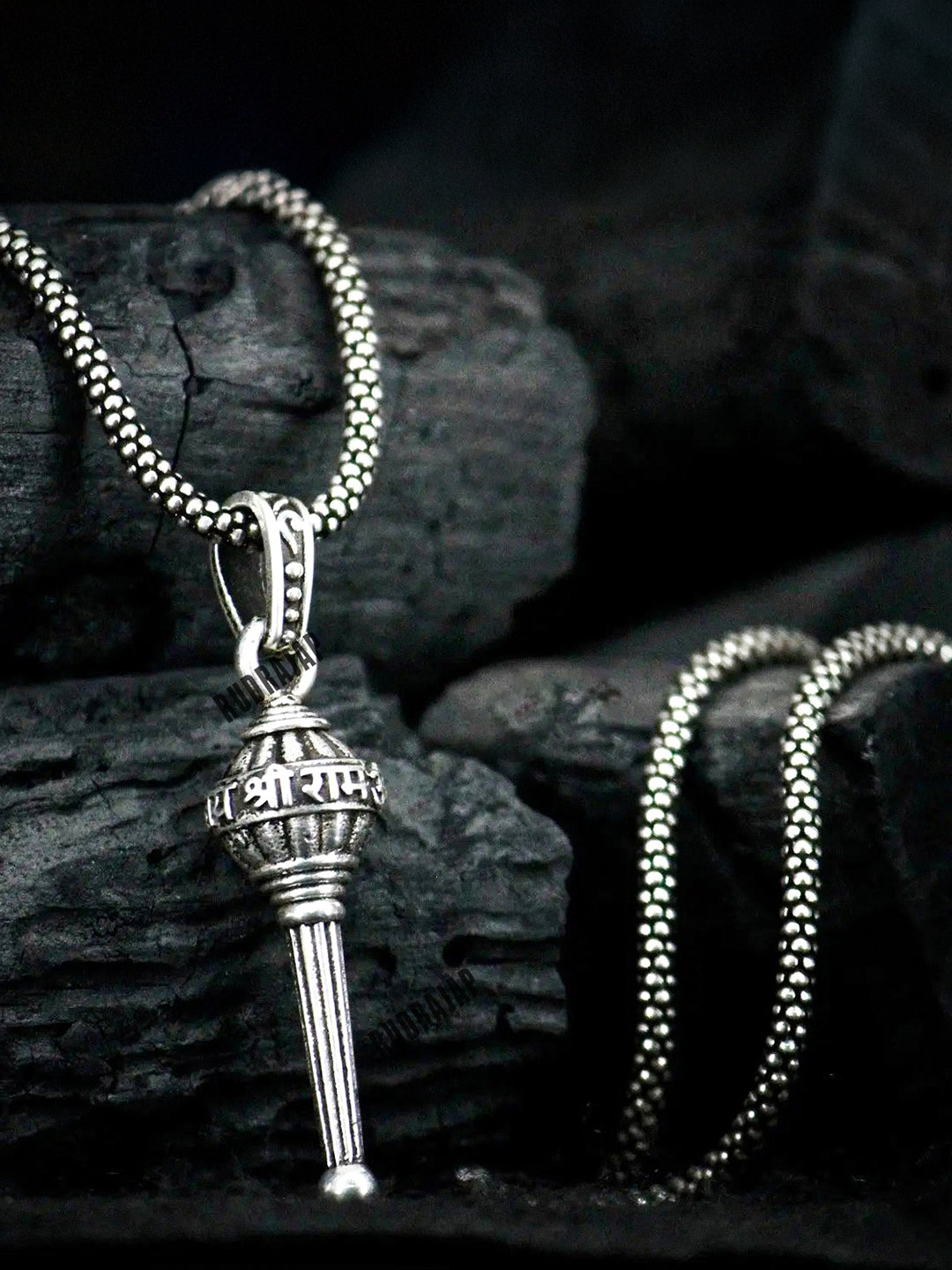 Men Sliver Chain Gada Pendant - Rudrajap