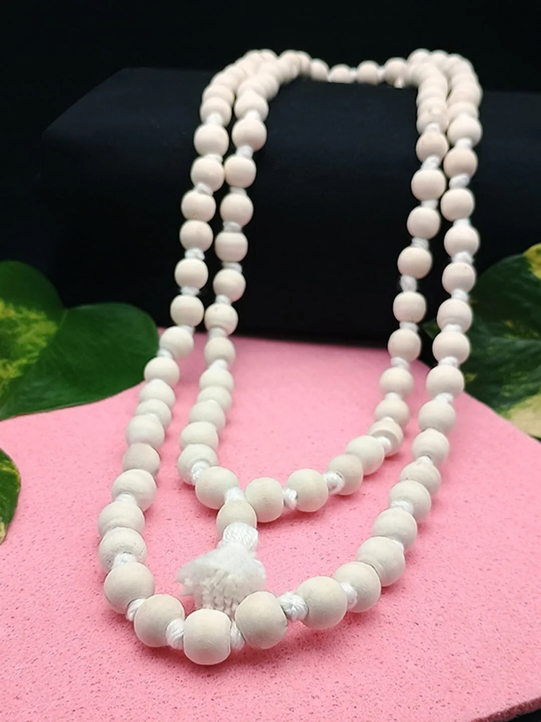 White Tulsi Mala 54 beads for wearing, 108 beads for Jaap - Rudrajap