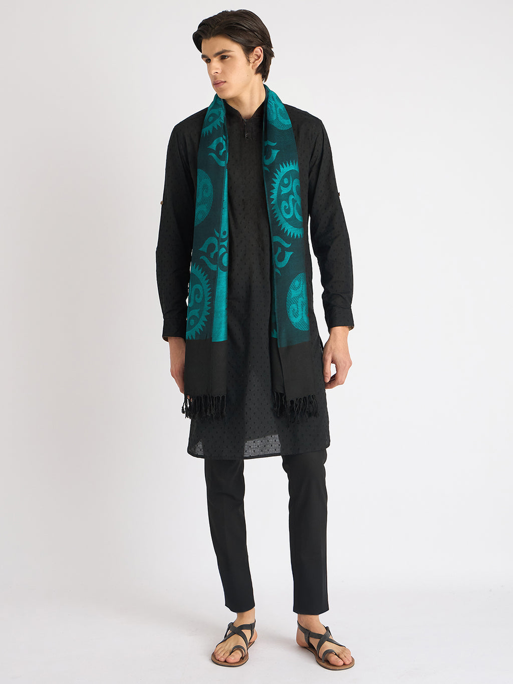 OM Printed (Blue and Black) Stole for Men and Women by Rudrajap - Rudrajap