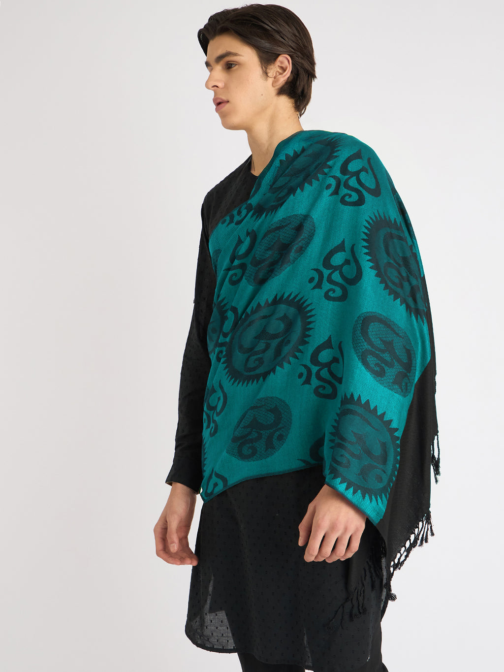 OM Printed (Blue and Black) Stole for Men and Women by Rudrajap - Rudrajap