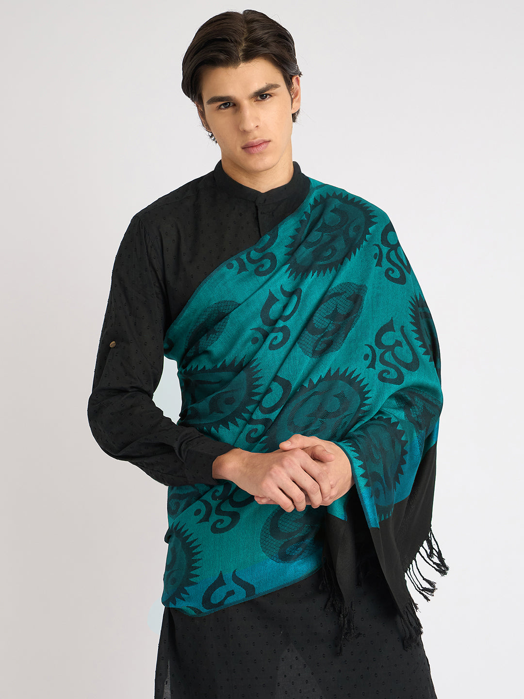OM Printed (Blue and Black) Stole for Men and Women by Rudrajap - Rudrajap