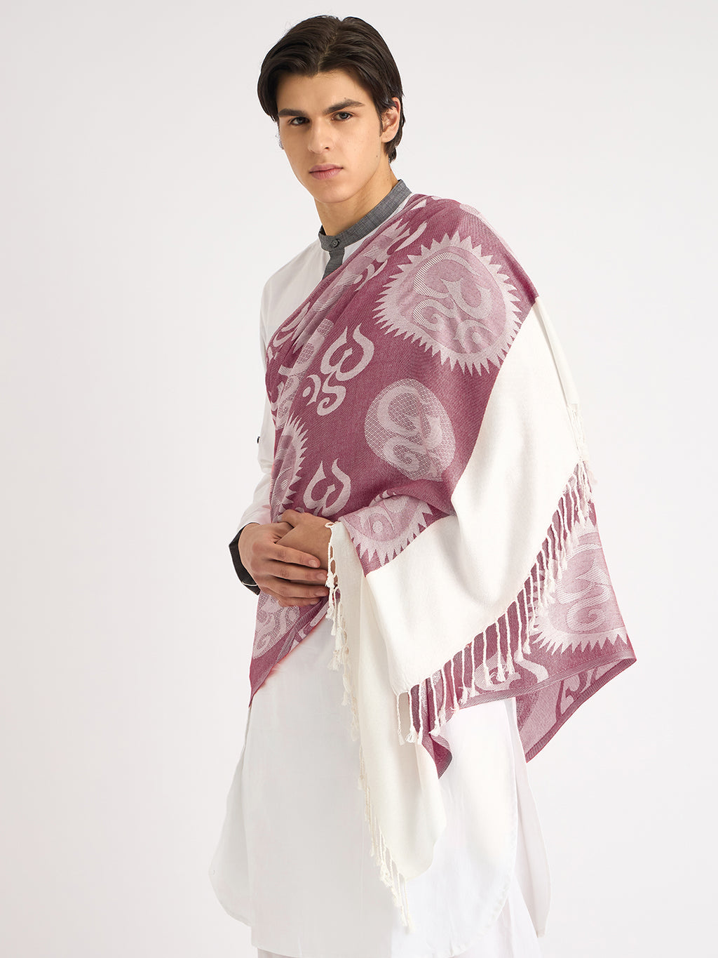 OM Printed (Purple and White) Stole for Men and Women by Rudrajap - Rudrajap