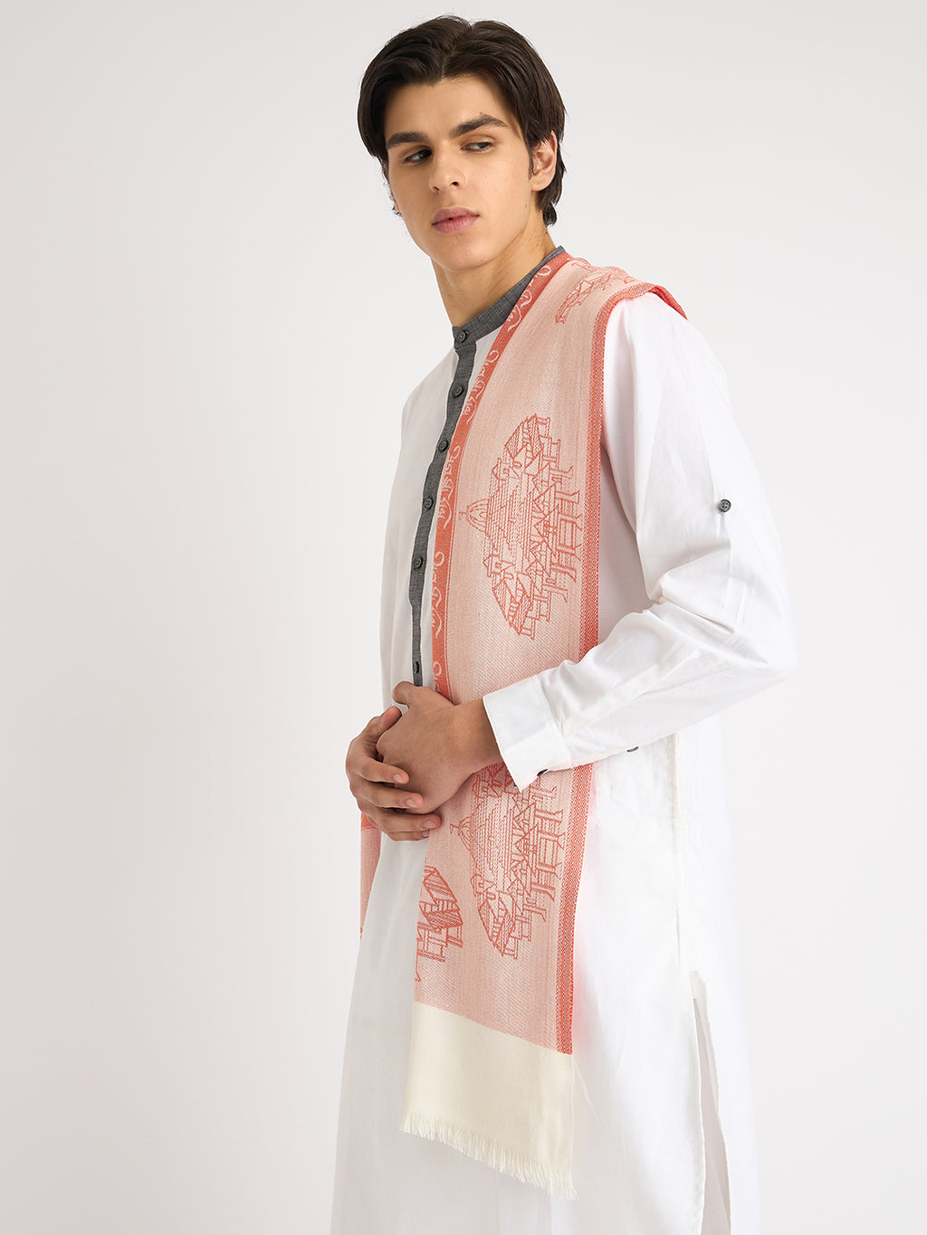 Jai Shree Ram blessing stole with Ajodhya ram mandir print stole by Rudrajap - Rudrajap
