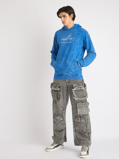 Royal Blue Acid Wash Hoodie