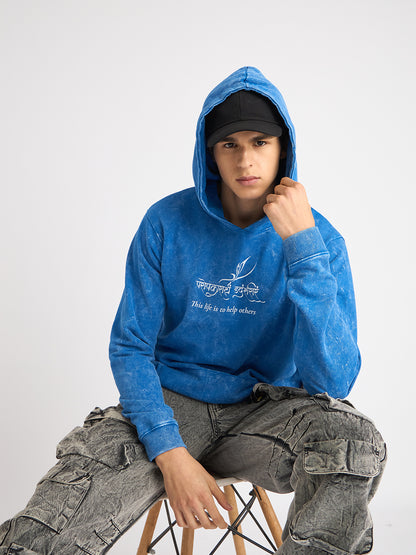 Royal Blue Acid Wash Hoodie