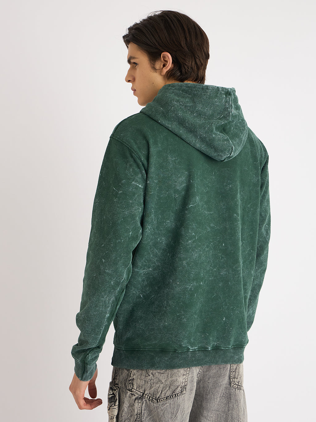 Moss Green Acid Wash Hoodie  – "स्वयमेव मृगेन्द्रता" - Rudrajap