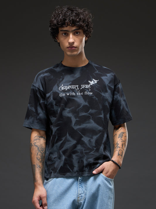 Black Spray & Puff Print Oversized Tee | Go with the Flow