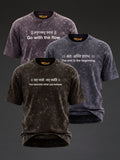 Set of three oversized Rudrajap burnout T-shirts in grey, royal blue, and black, displayed together with relaxed fit and casual style.