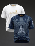 Oversized Rudrajap Pure Stillness Combo T-shirt in white with embroidery and Shambho design, pack of 2, casual and comfortable fit