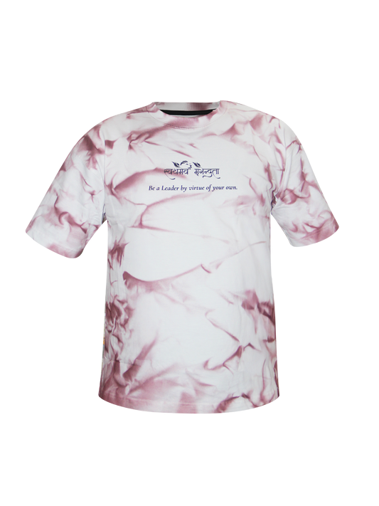 White Spray Print T-Shirt – "स्वयमेव मृगेन्द्रता" (Be a Leader by Virtue of Your Own)