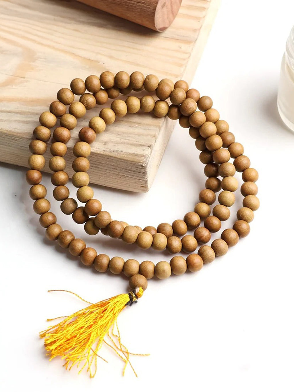 Authentic White Chandan Mala – 108 Beads for Peace, Pooja & Meditation - Rudrajap