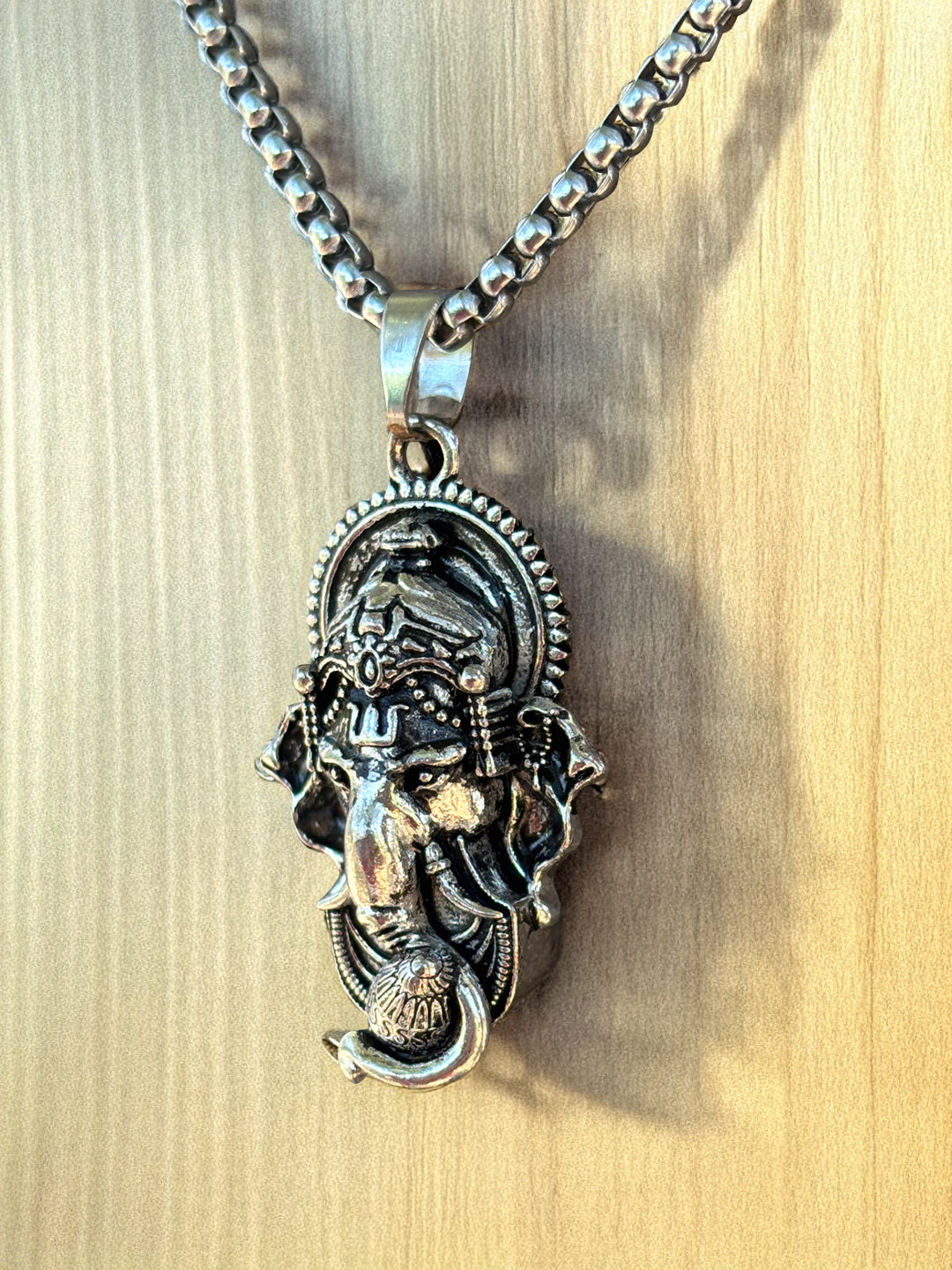 Lord Ganesha Pendant with Chain – Antique Silver Finish - Rudrajap