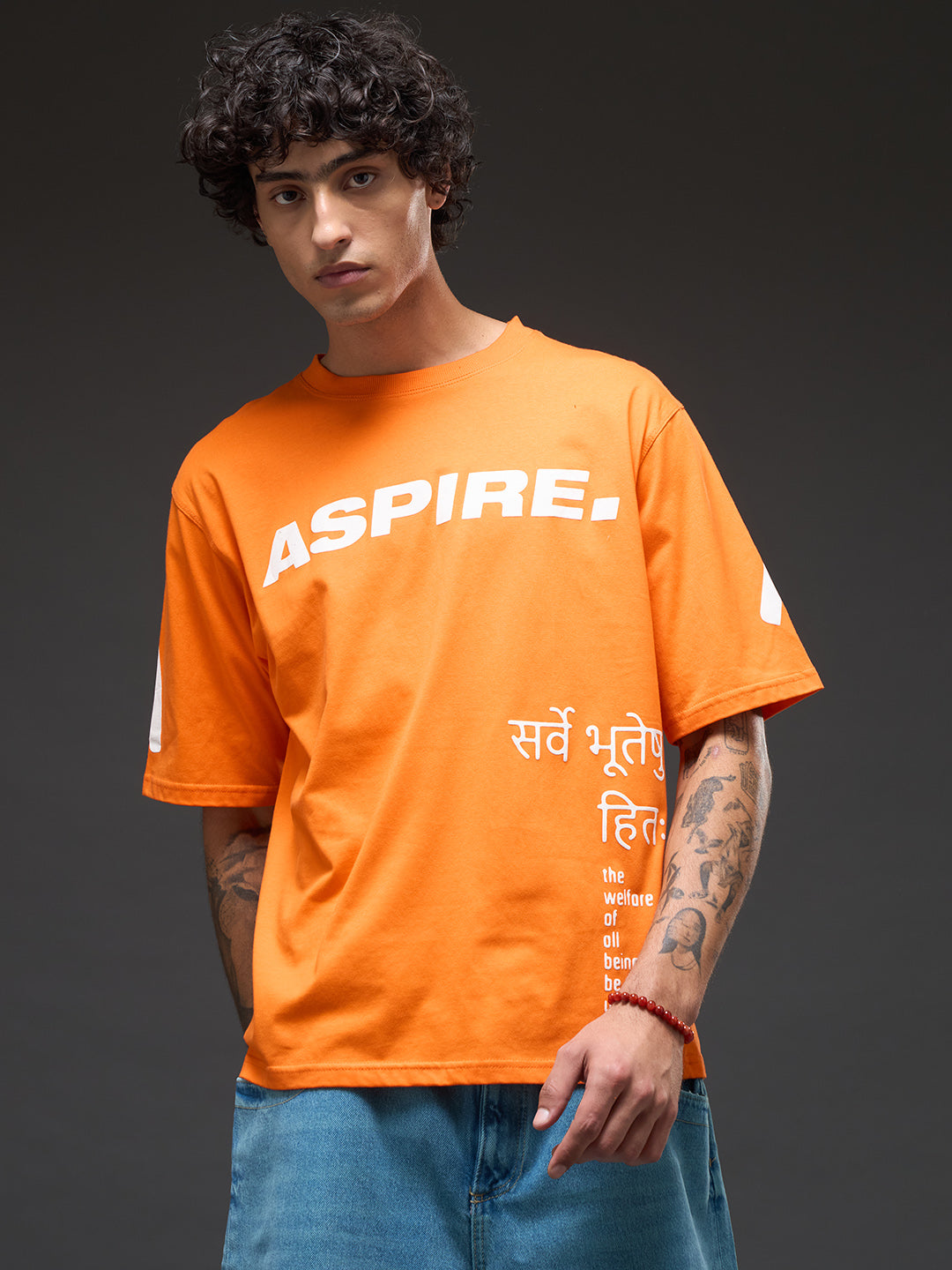Oversized Rudrajap Purushottam T-shirt in black, featuring bold graphic design and comfortable fit, casual streetwear style.