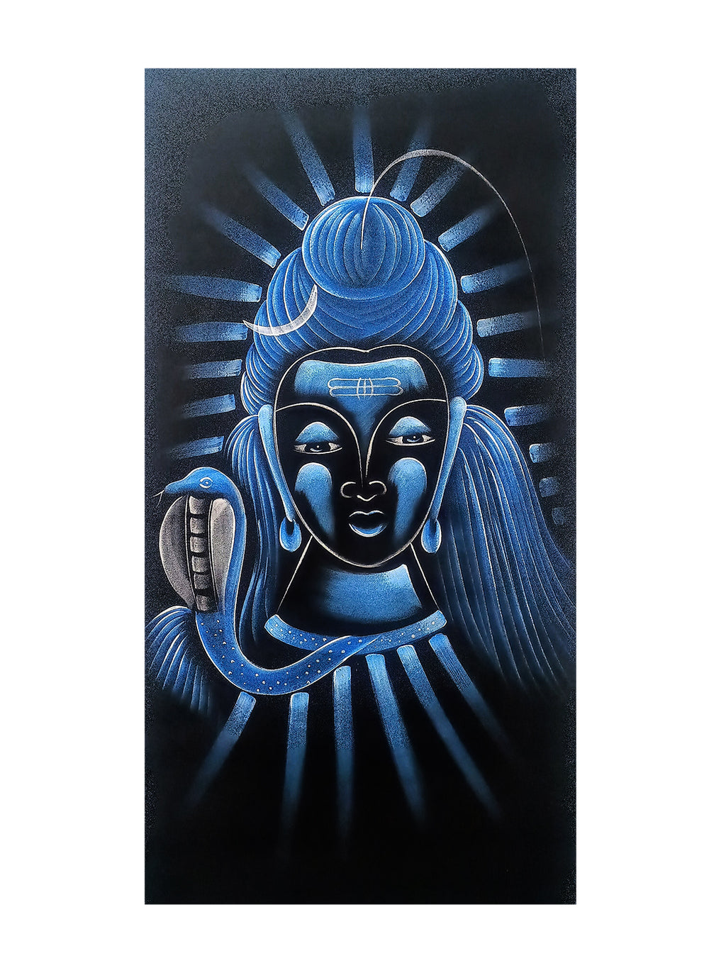 Hand-Painted Velvet Wall Art – Neelkanth Shiva Face (Without Frame) - Rudrajap