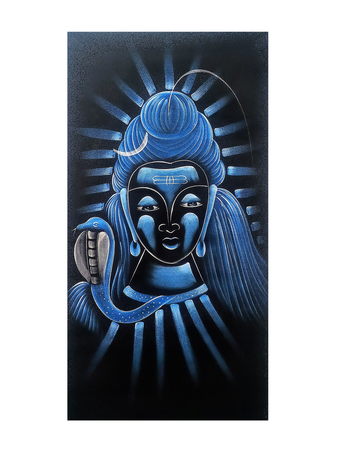 Hand-Painted Velvet Wall Art – Neelkanth Shiva Face (Without Frame) - Rudrajap
