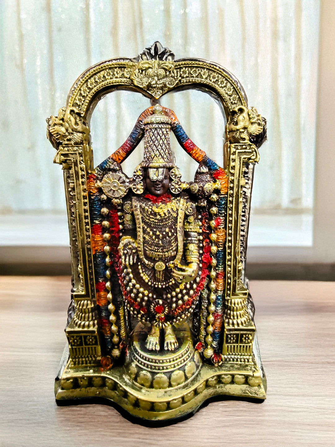 Tirupati Balaji Idol in Gold finish - 8 Inch