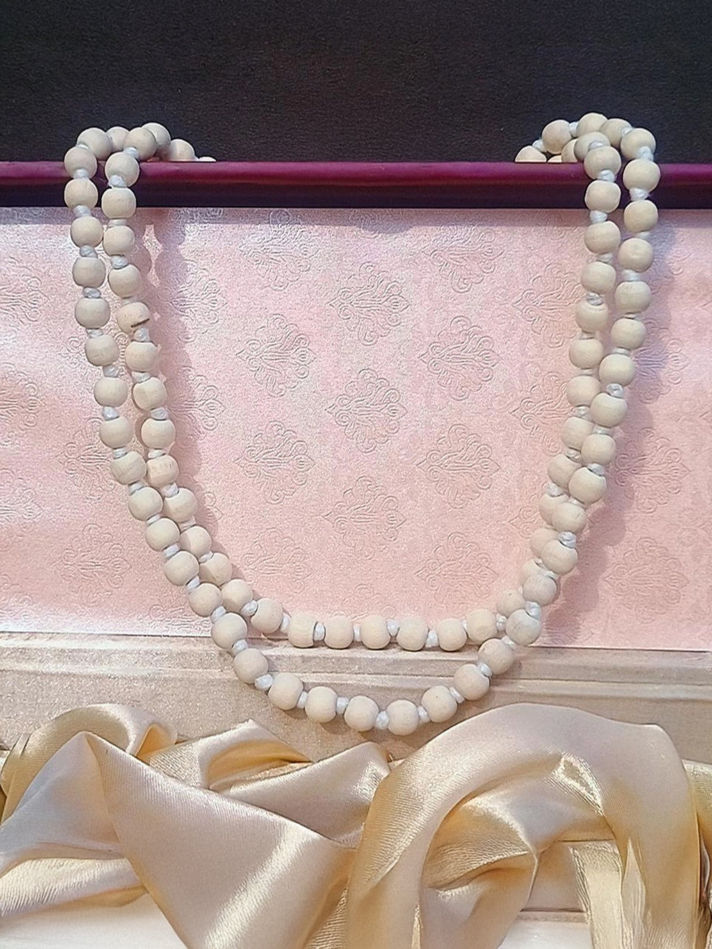 White Tulsi Mala (54 Beads) and Bracelet Combo - Rudrajap