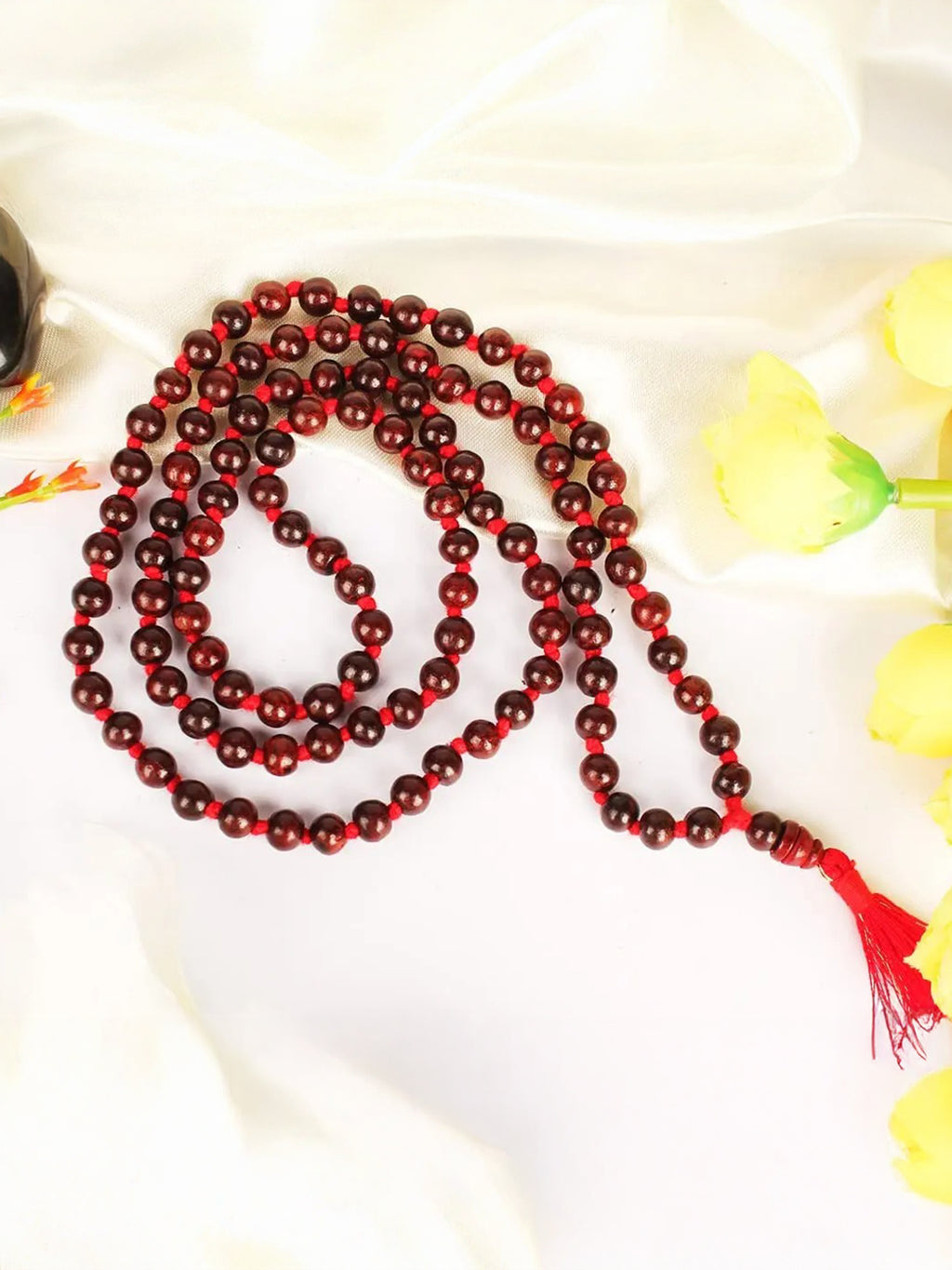 Premium Red Sandalwood Mala (Laal Chandan Mala) – 108 Beads for Meditation & Pooja - Rudrajap
