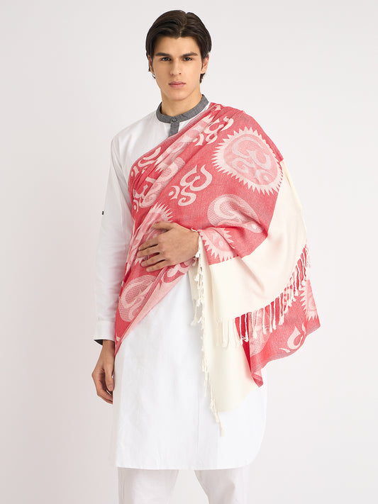 Om written (Red and white) reversible Stole for men and women - Rudrajap