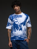 Rudrajap Maryada oversized T-shirt in neutral color, casual fit with short sleeves and relaxed style, front view.