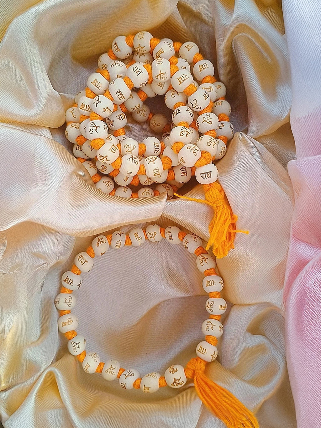 Pure Hare Ram Hare Krishna Tulsi Combo: 54 Beads Mala & Bracelet - Rudrajap