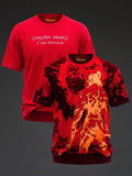 Oversized Rudrajap Blessed Protector Combo T-shirt set with red embroidery and Rakshak designs, pack of 2, casual and stylish.