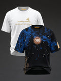 Oversized Rudrajap Pure Cosmos Combo T-shirt set with white embroidery and Vishwaroop design, pack of two, casual and stylish.