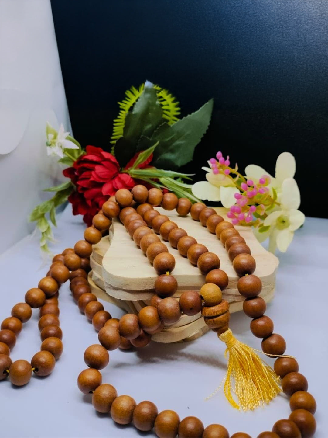 Authentic White Chandan Mala – 108 Beads for Peace, Pooja & Meditation - Rudrajap