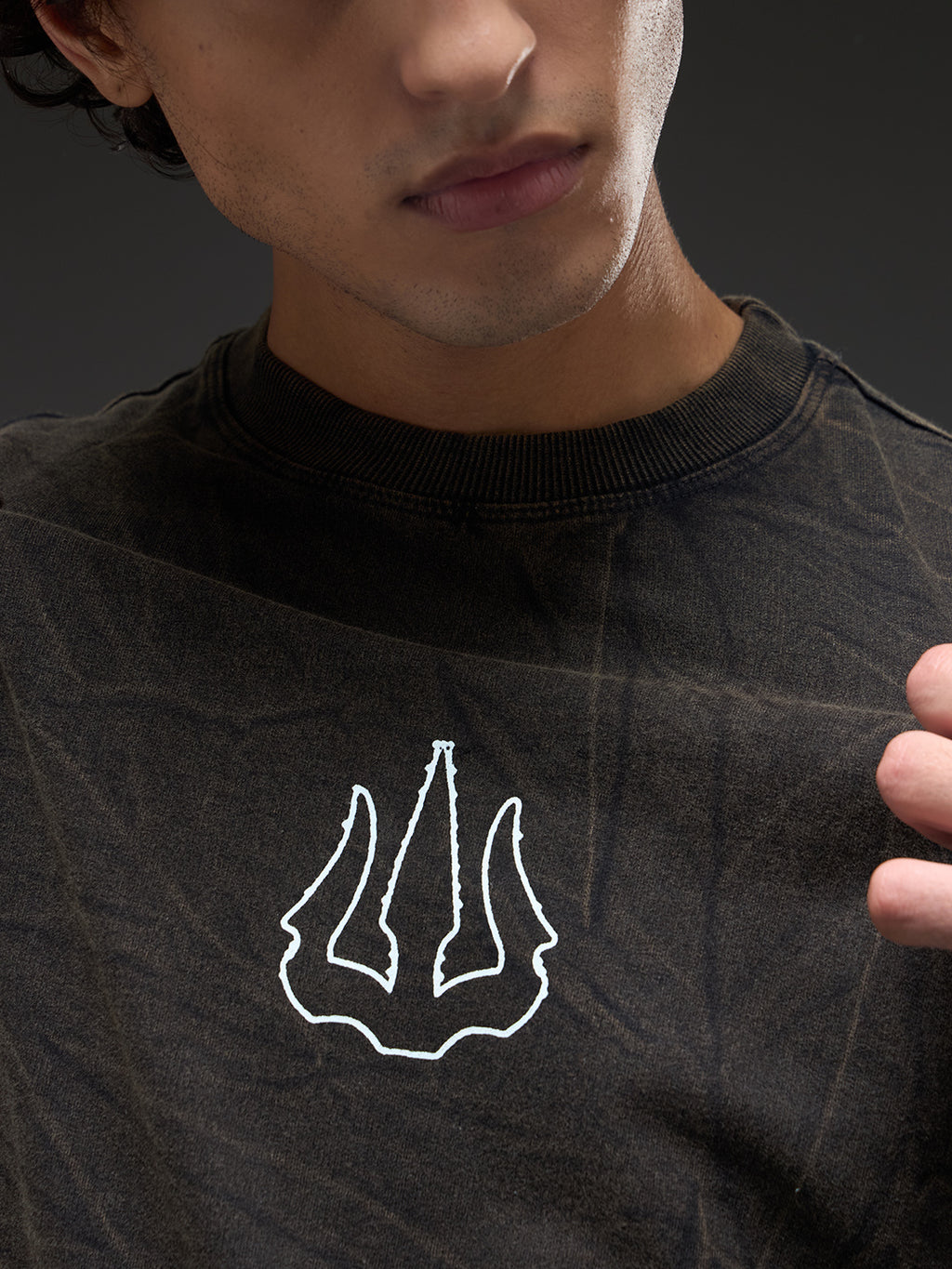 Rudra oversized T-shirt by Rudrajap featuring a relaxed fit, soft fabric, and casual style, shown in a front view.