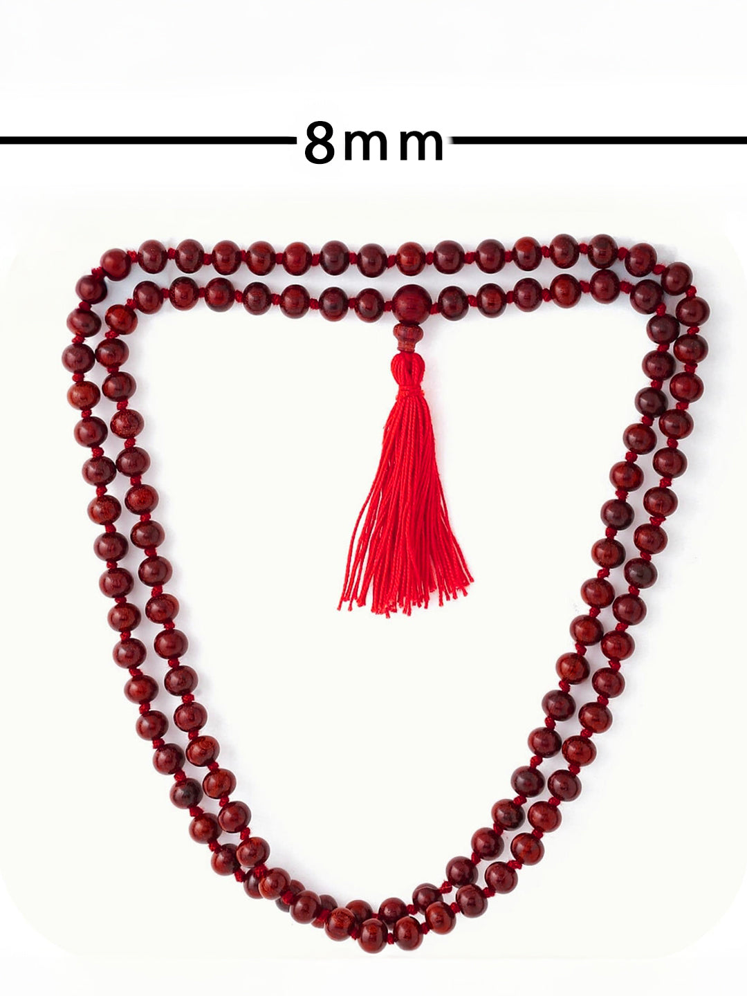 Premium Red Sandalwood Mala (Laal Chandan Mala) – 108 Beads for Meditation & Pooja - Rudrajap
