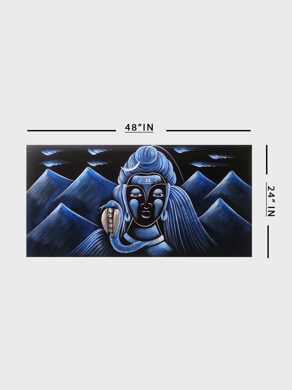 Hand-Painted Velvet Wall Art – Lord Shiva in Kailash Parvat (Without Frame) - Rudrajap