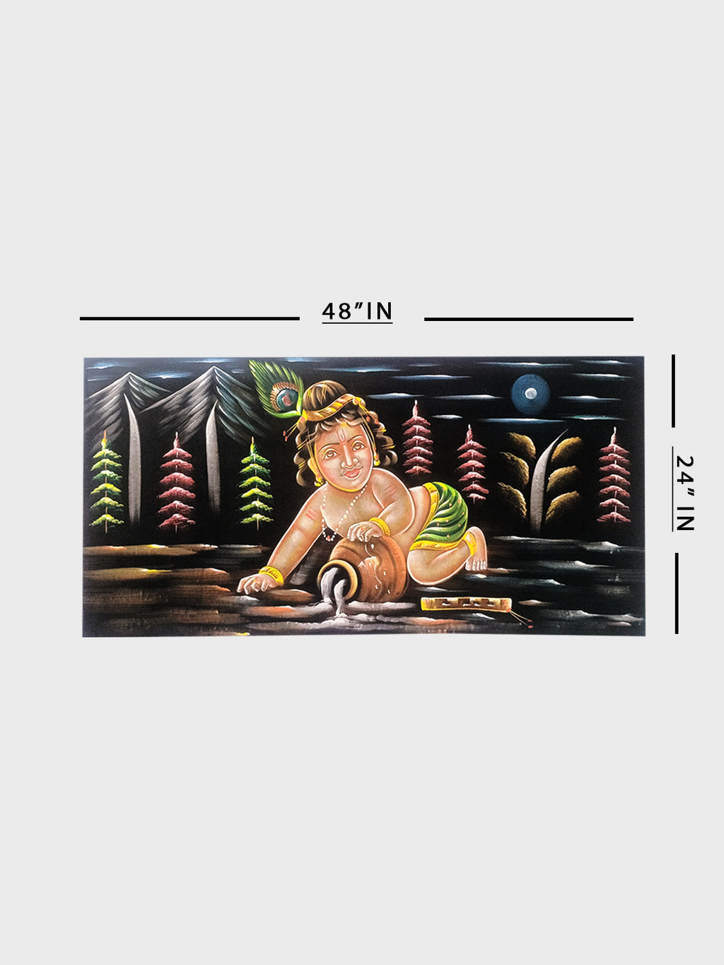 Hand-Painted Velvet Wall Art – Bal Krishna (Without Frame) - Rudrajap