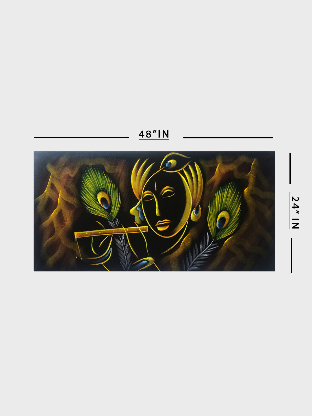 Hand-Painted Velvet Wall Art – Krishna with Flute - Rudrajap