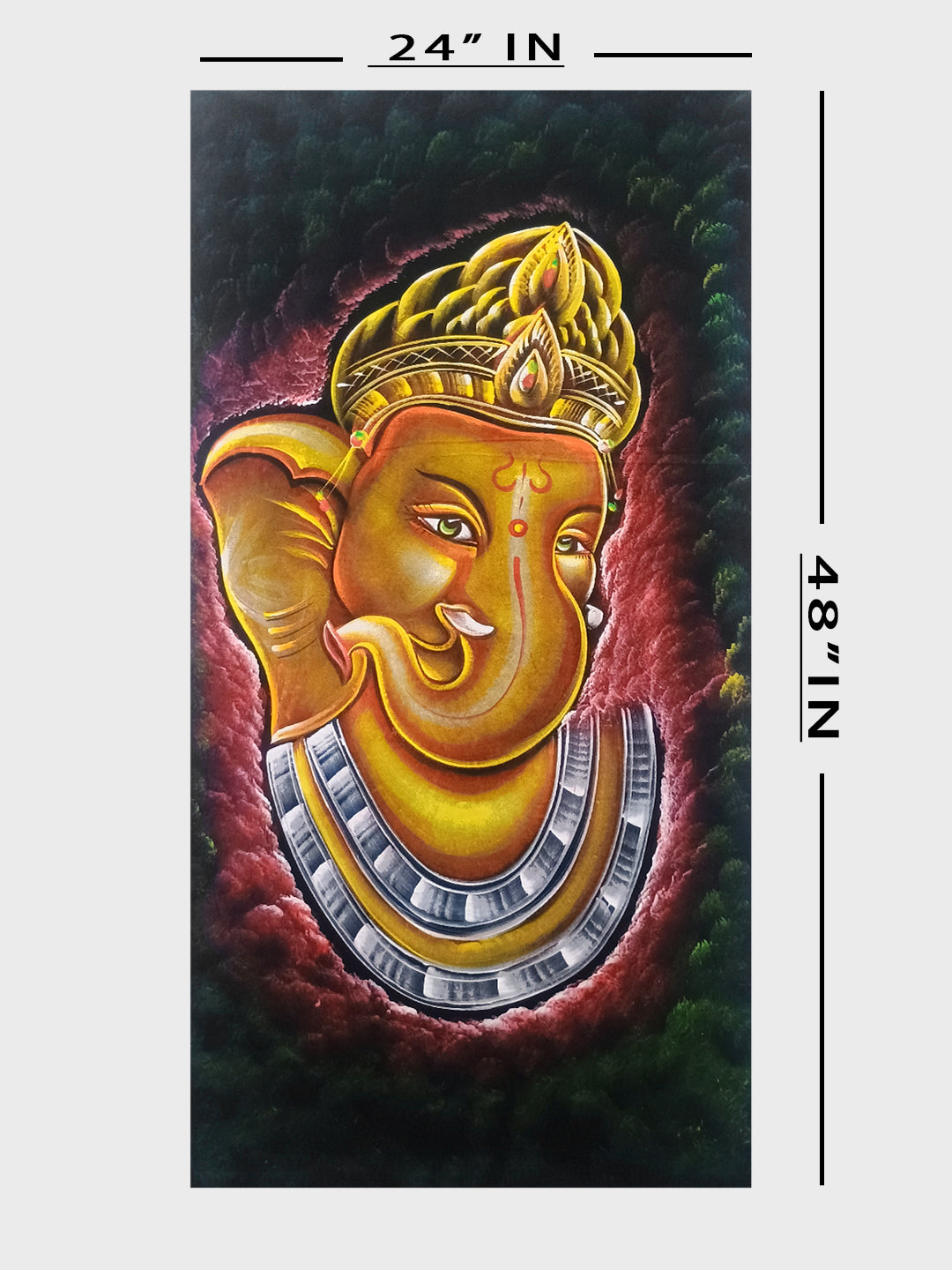 Hand-Painted Velvet Wall Art – Lord Ganesha (Without Frame) - Rudrajap