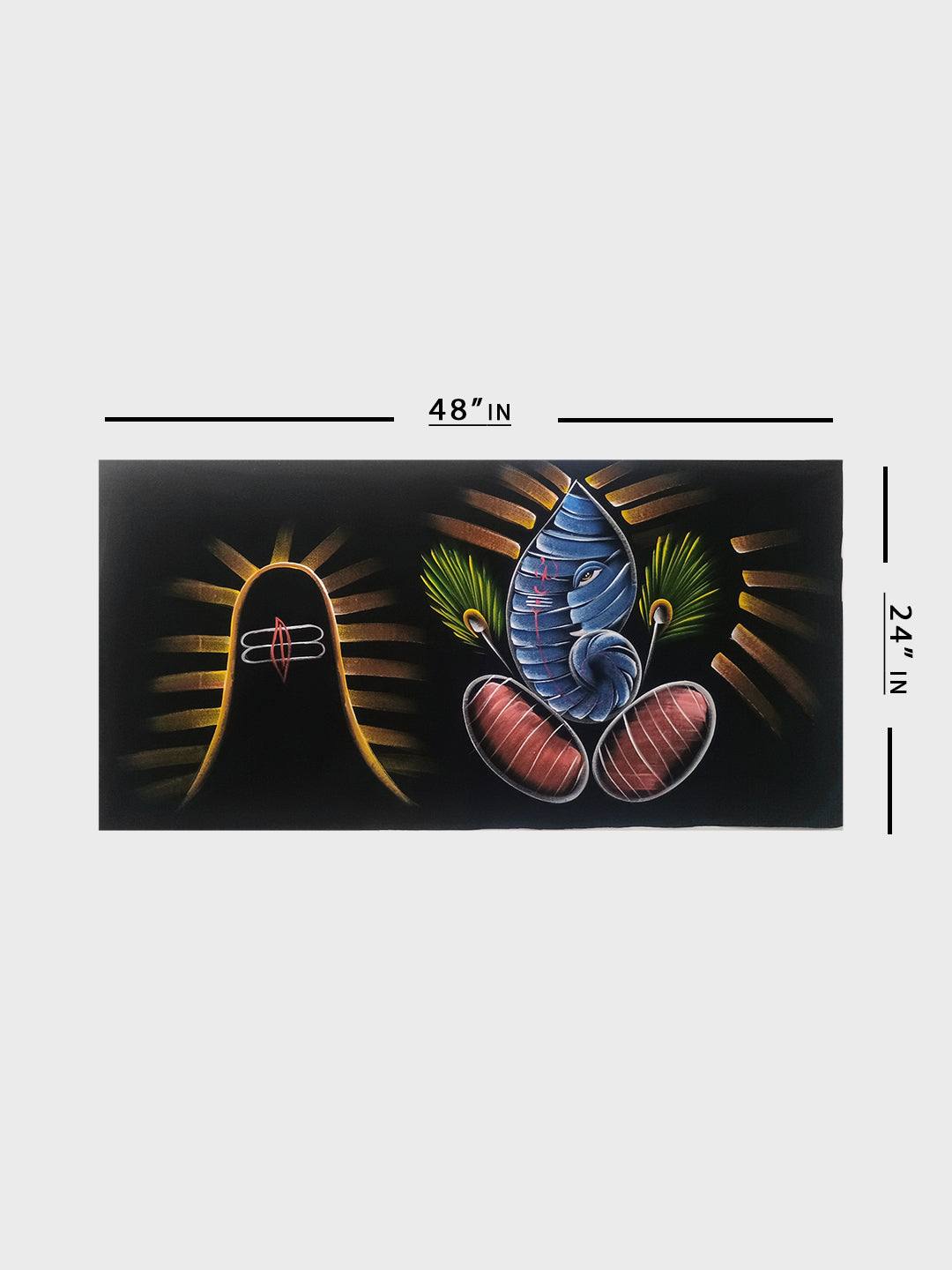 Hand-Painted Velvet Wall Art – Lord Ganesha & Shivalinga (Without frame)