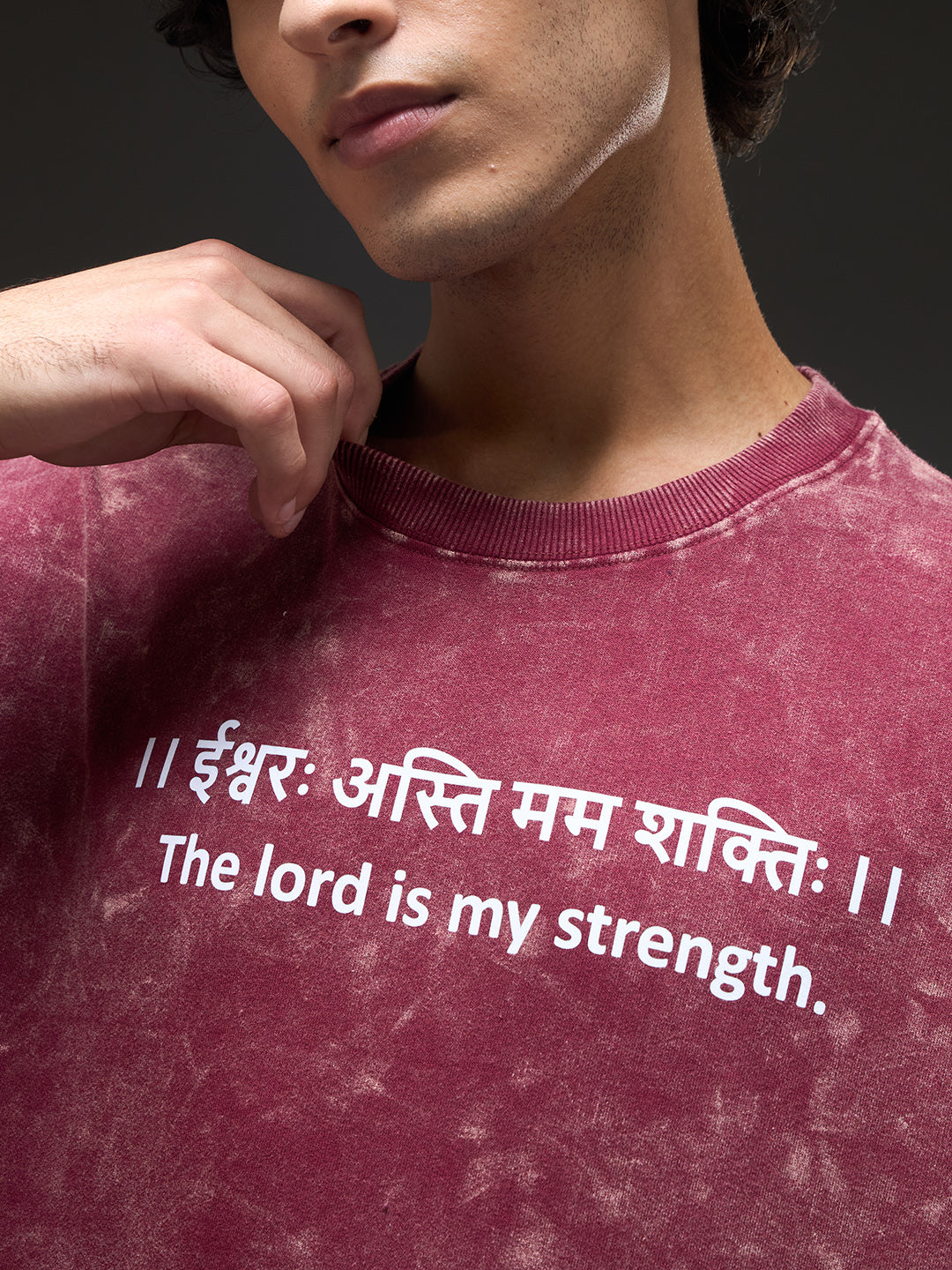 Set of three oversized Rudrajap Dharma Trinity T-shirts in moss green, brick red, and brown from the burnout pack.