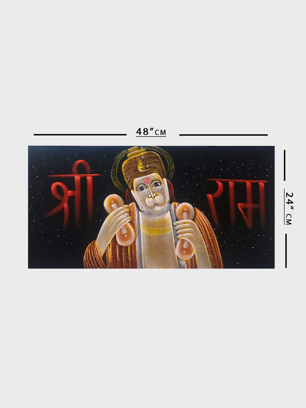 Hand-Painted Velvet Wall Art – Hanuman Ji Chanting Shree Ram (Without Frame) - Rudrajap