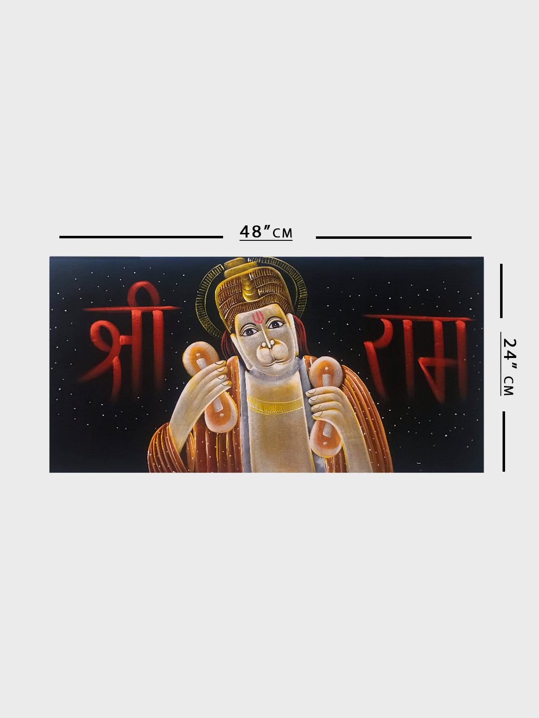 Hand-Painted Velvet Wall Art – Hanuman Ji Chanting Shree Ram (Without Frame) - Rudrajap