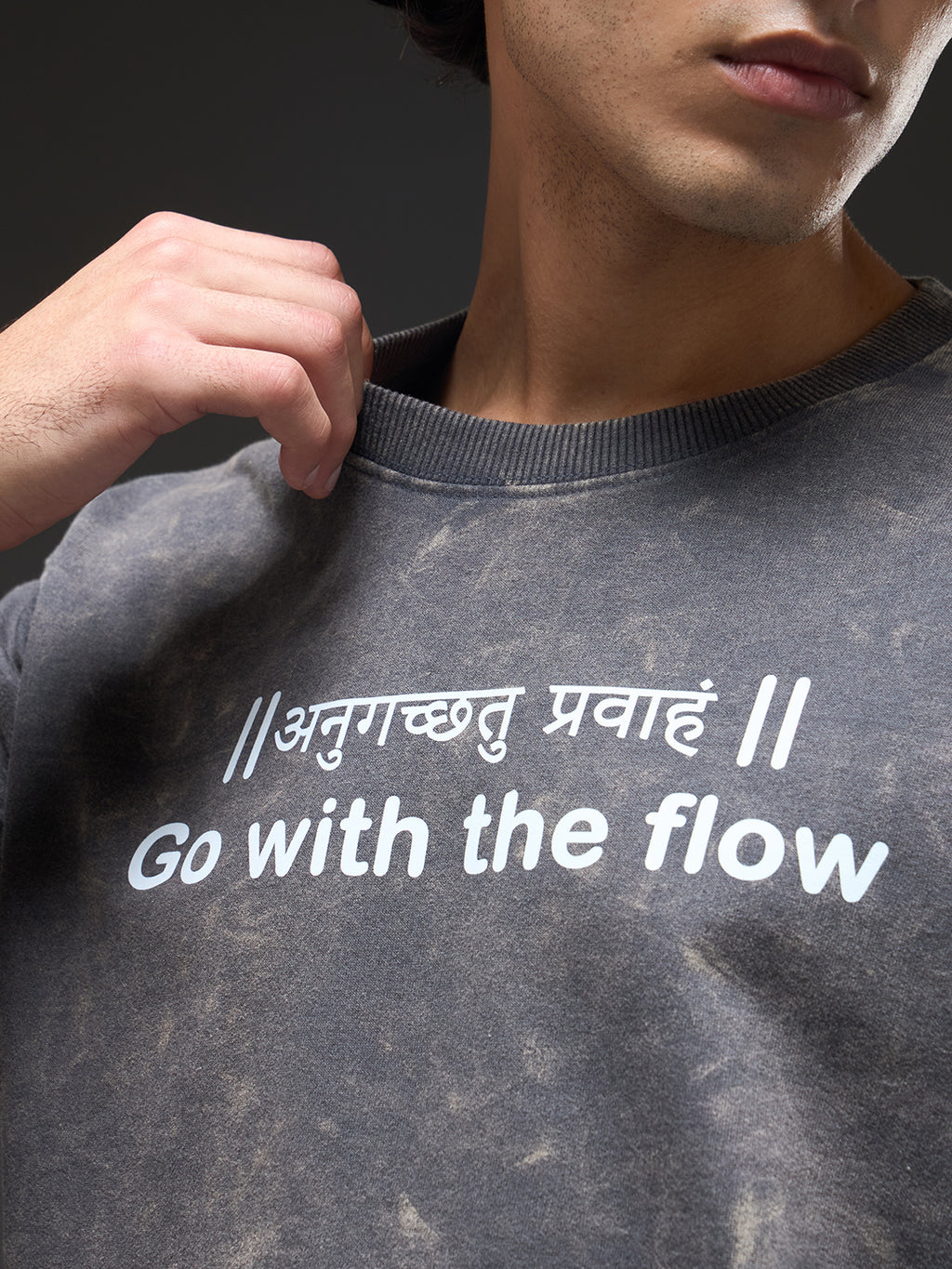 Set of three oversized Rudrajap burnout T-shirts in grey, royal blue, and black, displayed flat on a white background.
