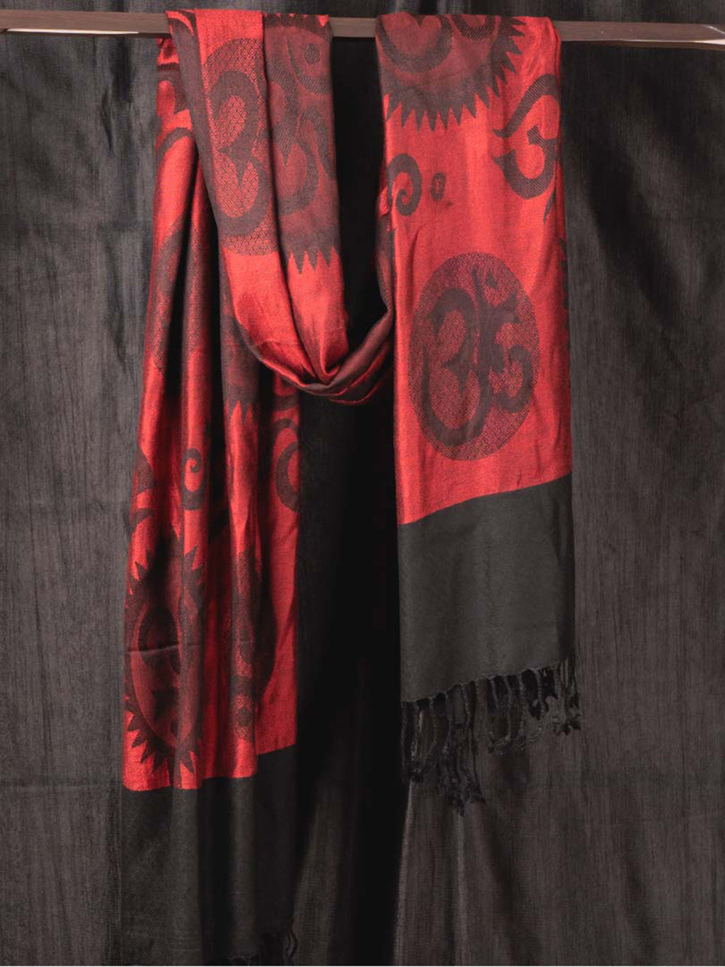 OM Printed (Red and Black) Stole for Men and Women by Rudrajap - Rudrajap