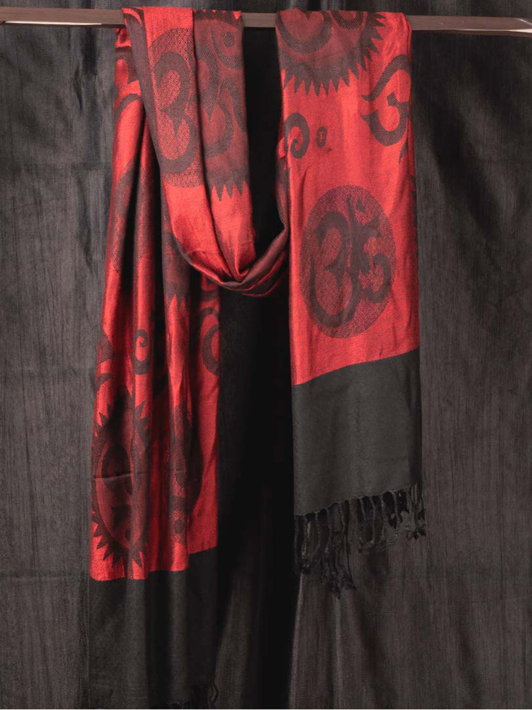 OM Printed (Red and Black) Stole for Men and Women by Rudrajap - Rudrajap