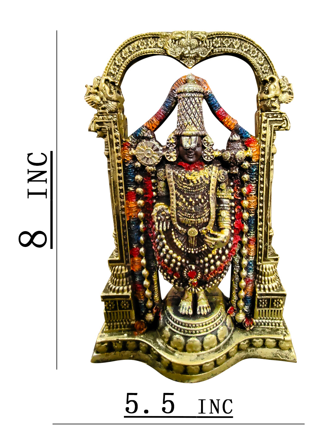 Tirupati Balaji Idol in Gold finish - 8 Inch