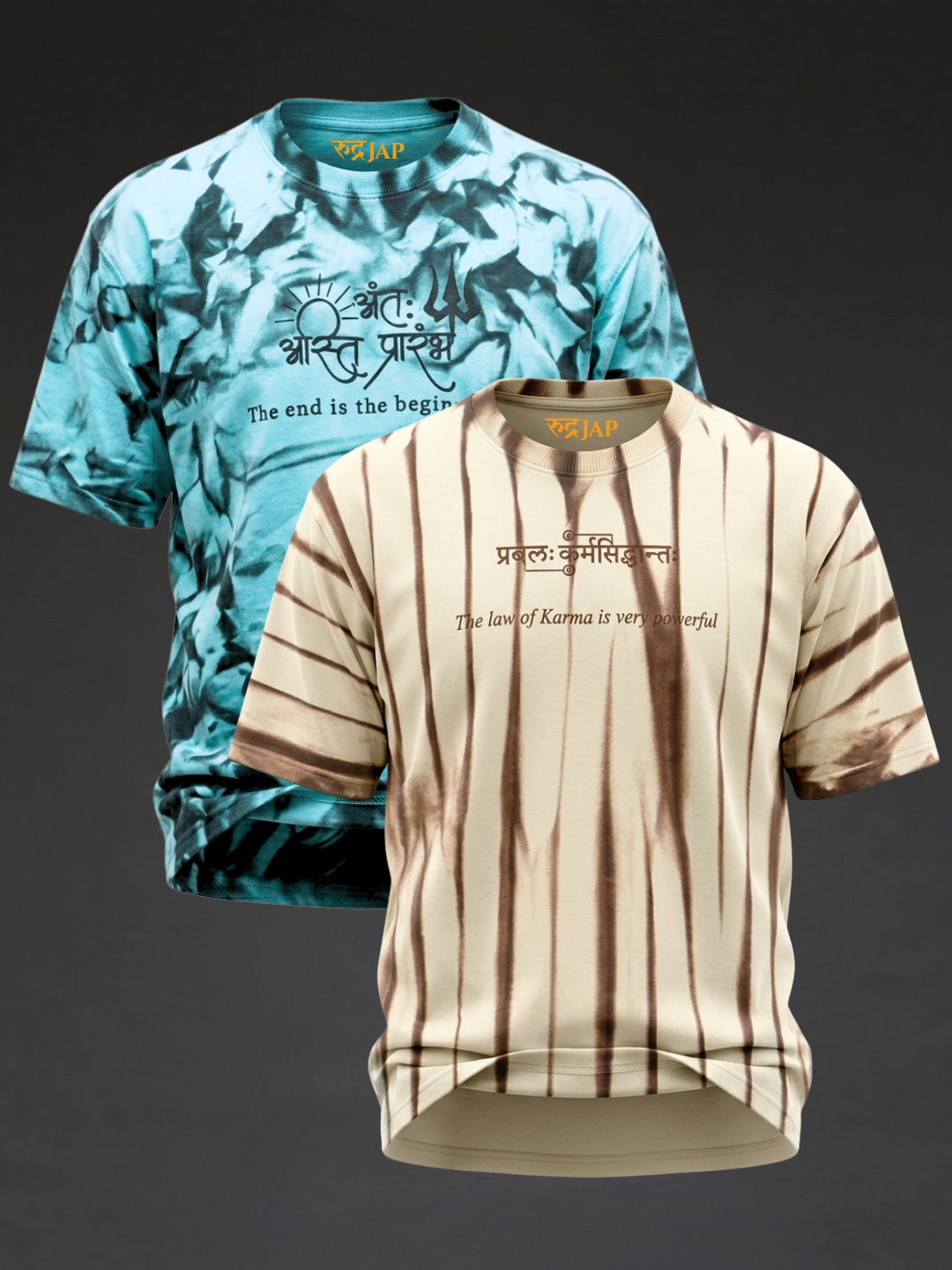 Rebirth & Karma Duo (Teal + Beige) | Spray Print Pack of 2
